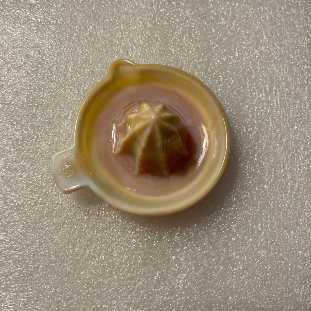 Anchor Hocking vintage miniature slag glass juicer caramel swirl w/ uranium